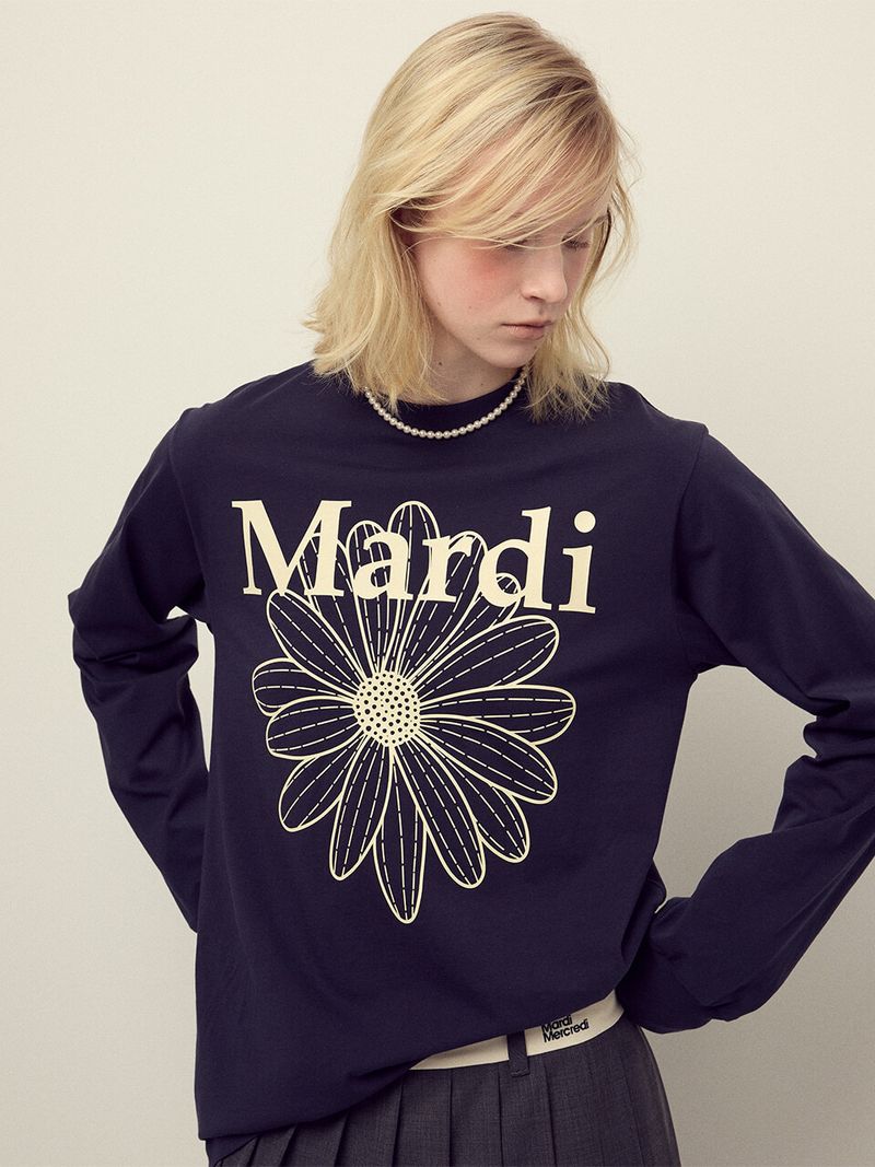 Mardi Mercredi - TSHIRT LONG SLEEVE FLOWERMARDI_NAVY CREAM