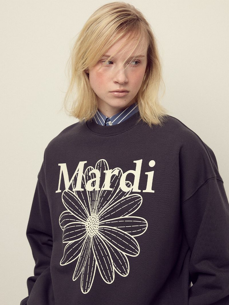 Mardi Mercredi - SWEATSHIRT FLOWERMARDI_CHARCOAL IVORY