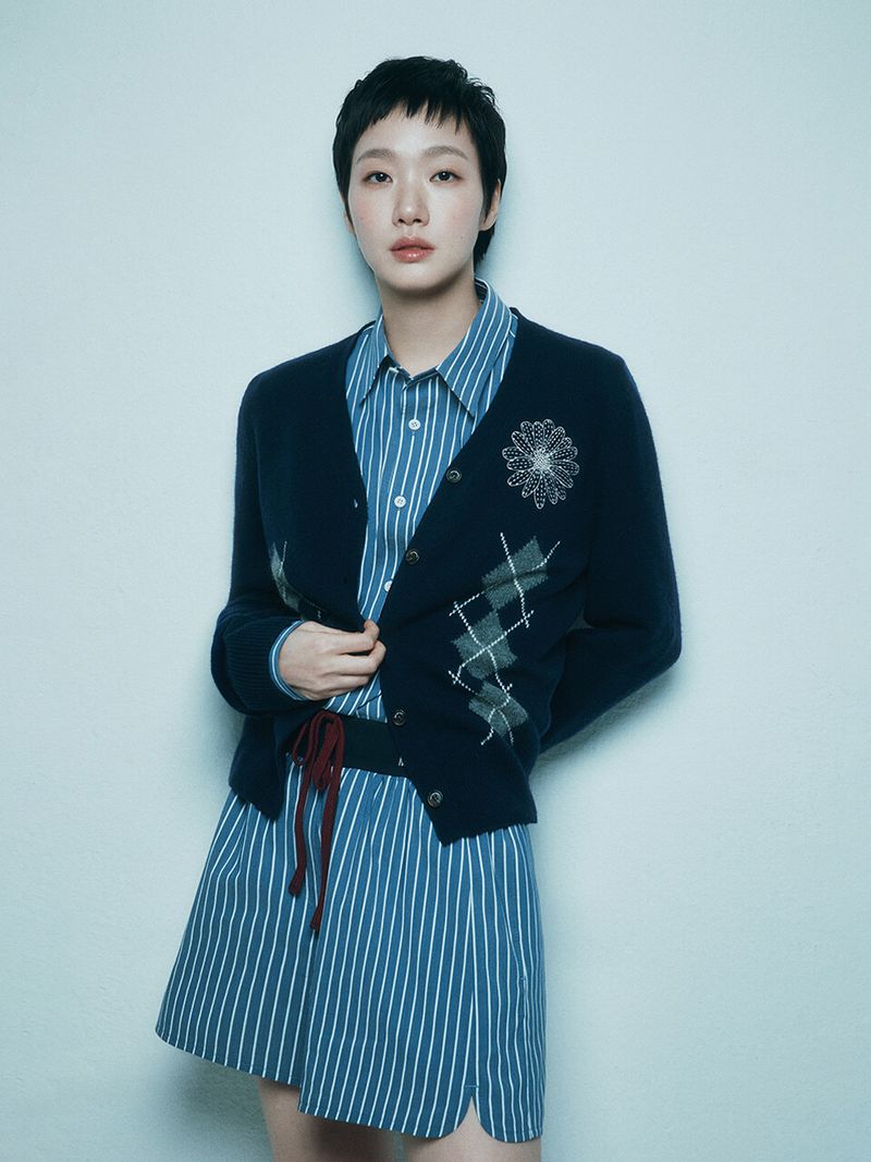 Mardi Mercredi - CASHMERE BLENDED CARDIGAN V NECK ARGYLE_NAVY CREAM