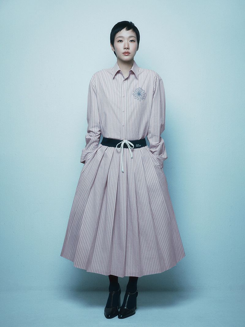 Mardi Mercredi - COTTON PLEATED MAXI SKIRT STRIPE_PINK