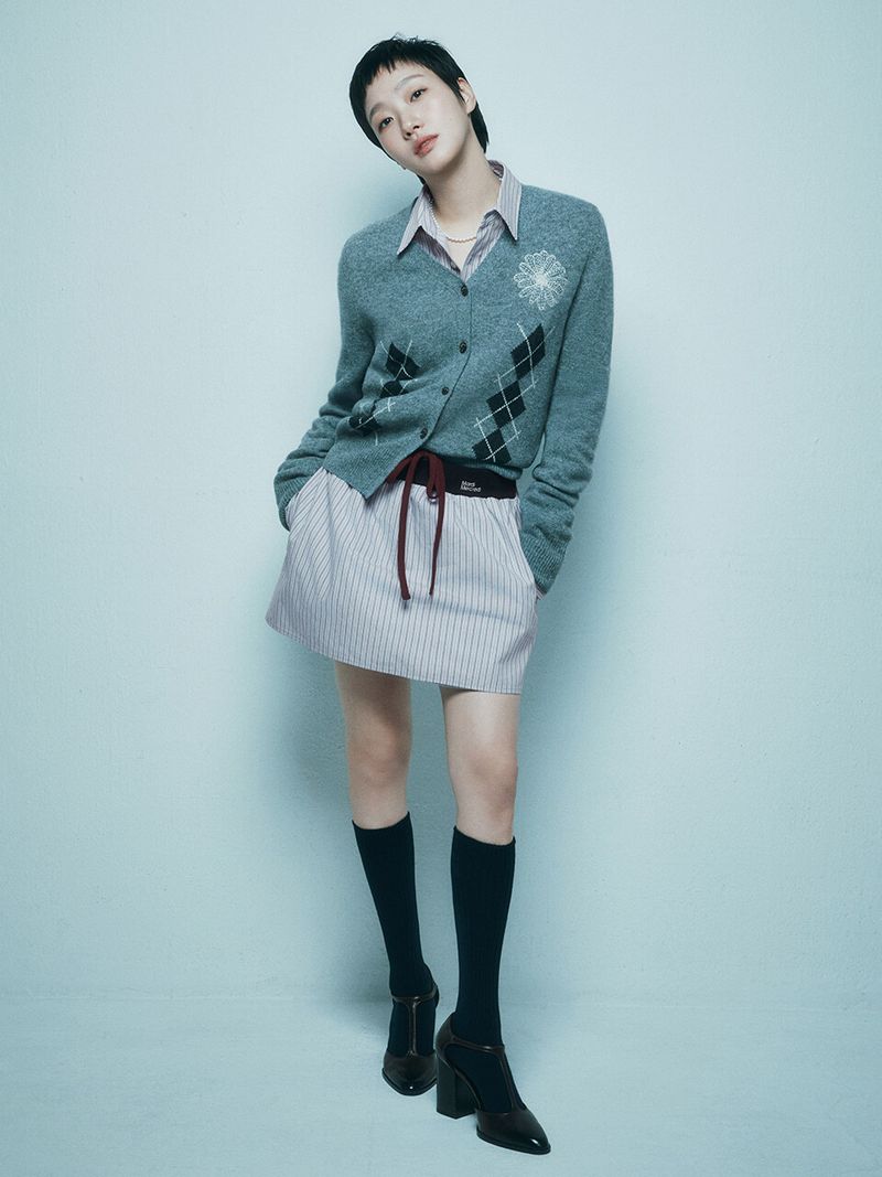 Mardi Mercredi - COTTON MINI SKIRT STRIPE CONTRAST WAISTBAND_BLUE