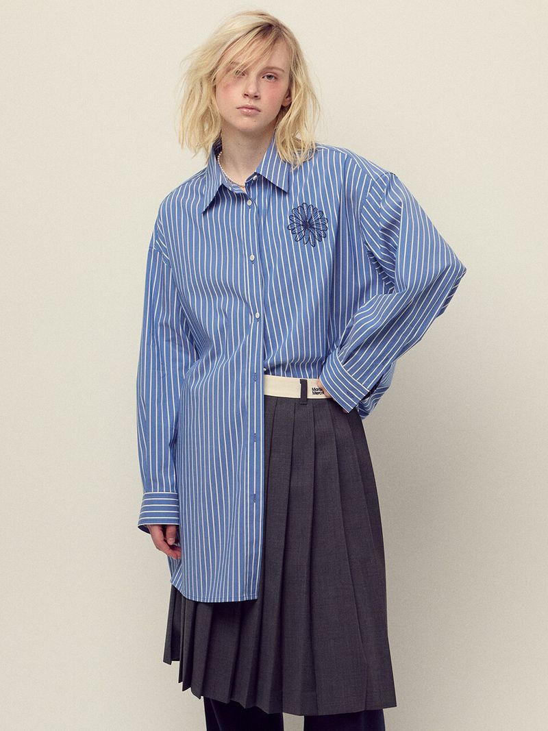 Mardi Mercredi - COTTON OVERSIZED SHIRT STRIPE_BLUE NAVY