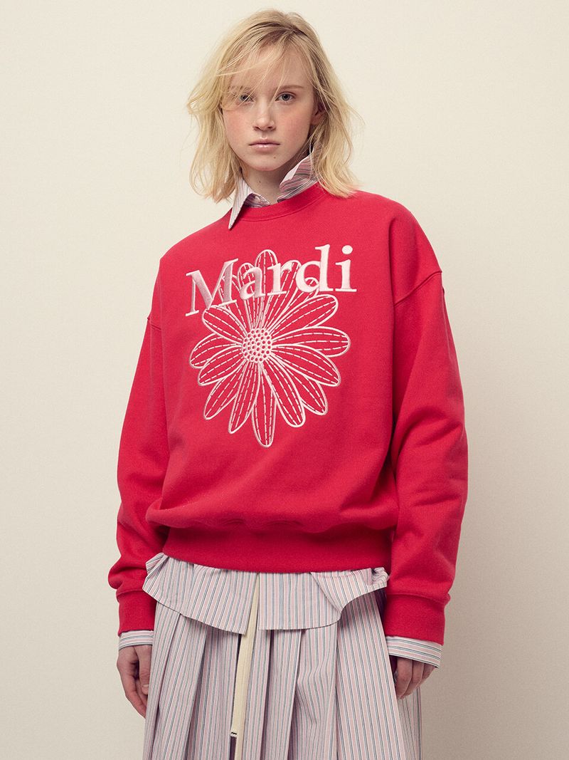 Mardi Mercredi - SWEATSHIRT FLOWERMARDI NEEDLEWORK_RED PINK