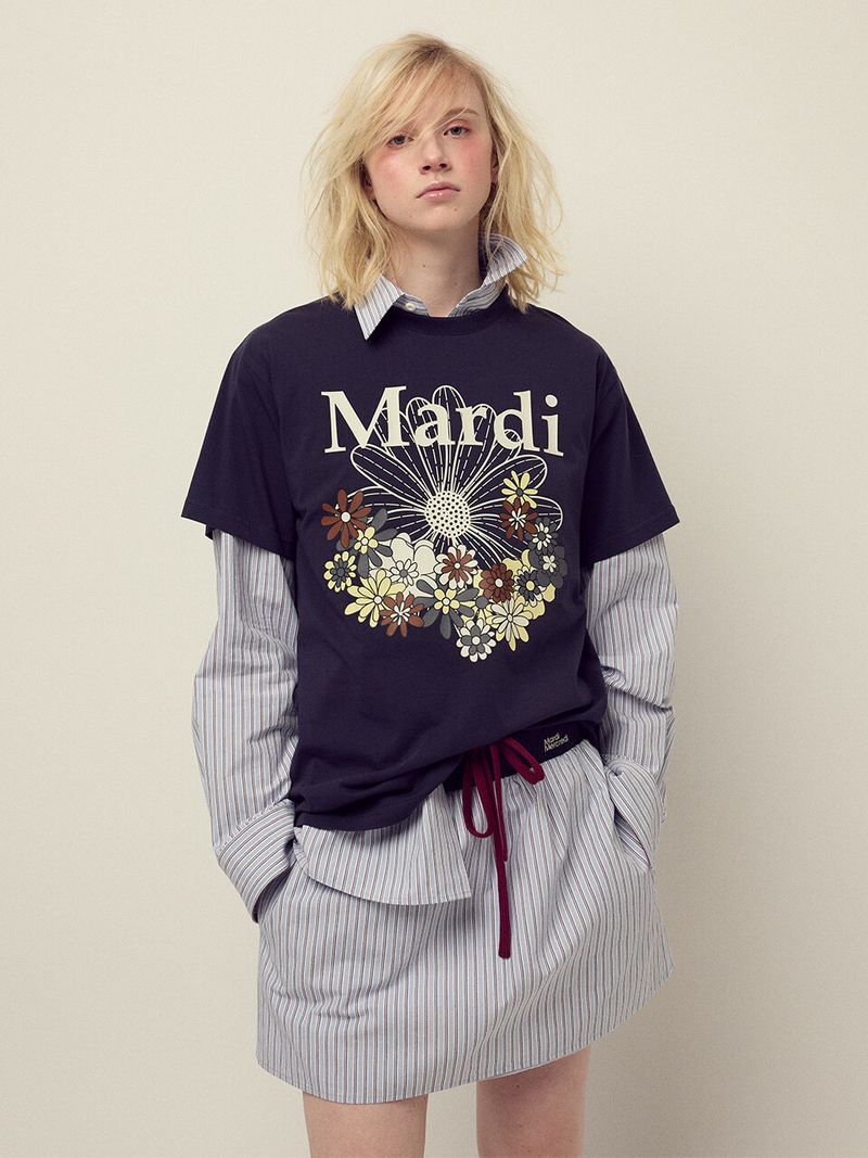 韓國 Mardi Mercredi - TSHIRT FLOWERMARDI JARDIN_NAVY IVORY