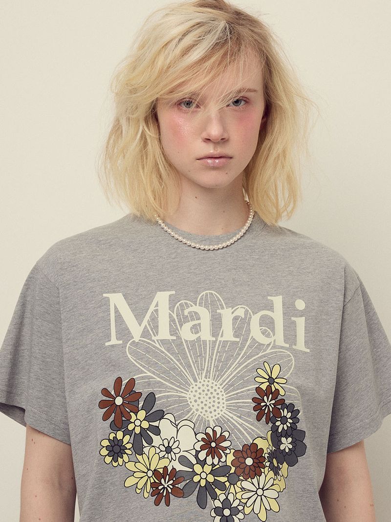 韓國 Mardi Mercredi - TSHIRT FLOWERMARDI JARDIN_GREY IVORY