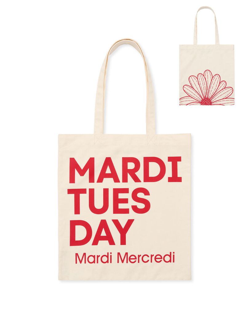 韓國 Mardi Mercredi - CANVAS BAG FLOWER DU MARDI_CREAM RED
