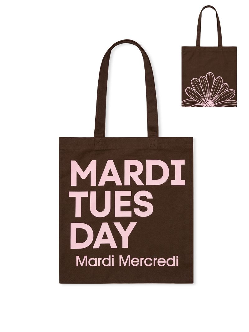 韓國 Mardi Mercredi - CANVAS BAG FLOWER DU MARDI_BROWN PALEPINK 
