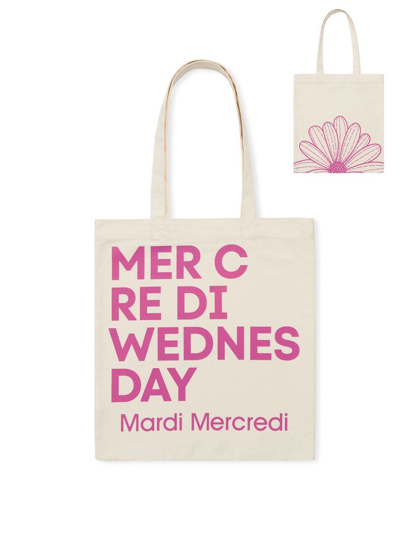 韓國 Mardi Mercredi - CANVAS BAG FLOWER DU MERCREDI_CREAM DEEPPINK