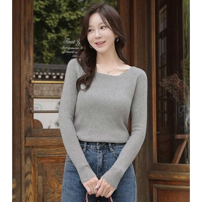 clicknfunny - 클릭앤퍼니 - 케뉴골지 슬림니트♡韓國女裝上衣