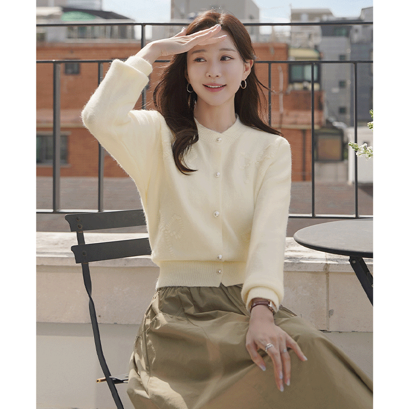 clicknfunny - 클릭앤퍼니 - 맬륜진주 리본가디건♡韓國女裝上衣