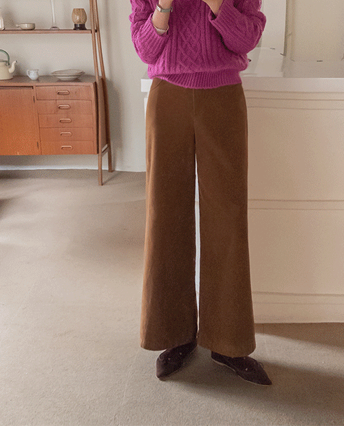 leelin - [[체형보완] 켈른 기모 코듀로이 일자핏 와이드팬츠 [size:S,M,L]]♡韓國女裝褲