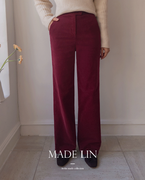 leelin - [[신상특가 6천원 할인]MADE LIN 디엘라 코듀로이 투버튼 기모 세미와이드 팬츠][size:S,M,L]]♡韓國女裝褲