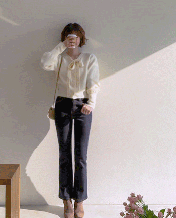 leelin - [모언드 러블리 여리핏 쫀쫀 시보리 리본타이 가디건 [size:F(5566)]]♡韓國女裝外套