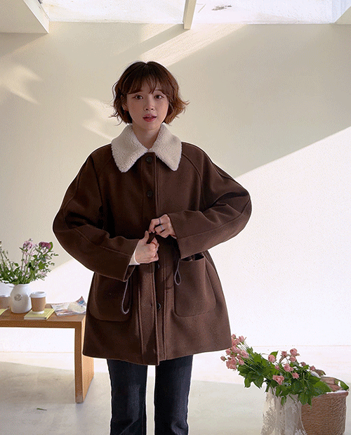 leelin - [클로이 안감몽땅 덤블 허리스트링  하프코트 [size:F(5566반)]]♡韓國女裝外套