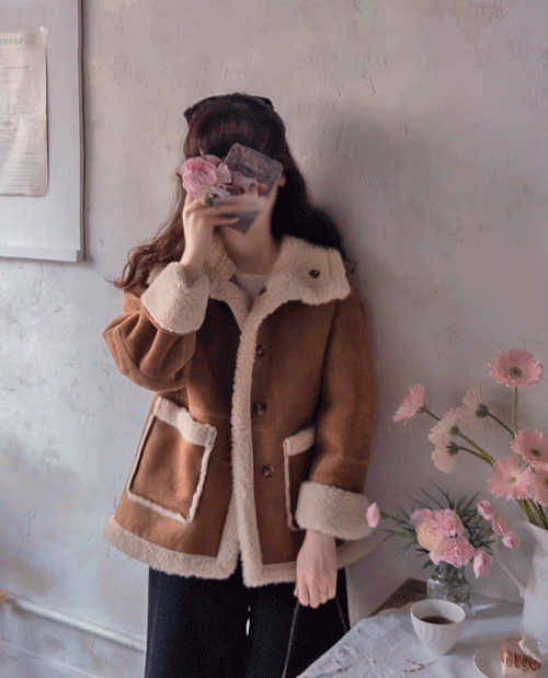 leelin - [클랜스 귀요미 따스미퍼 양면 무스탕 [size:F(5566)] ]♡韓國女裝外套