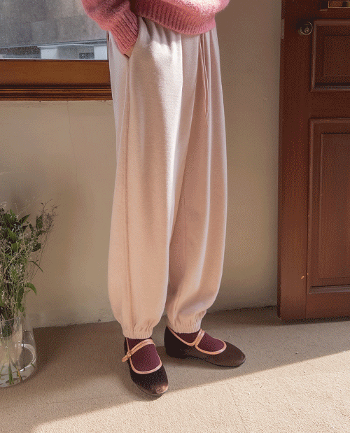 leelin - [[허리전체밴딩] 뮤엔 보들보들 부드러운 피치기모 조거 팬츠 [size:F(5566반)]]♡韓國女裝褲