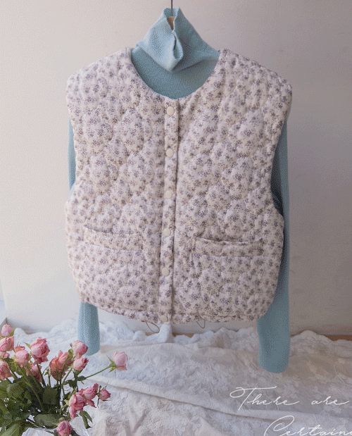 leelin - [[2온스 누빔] 루민드 잔잔데이지 러블리 패당 베스트 [size:F(5566)]]♡韓國女裝外套