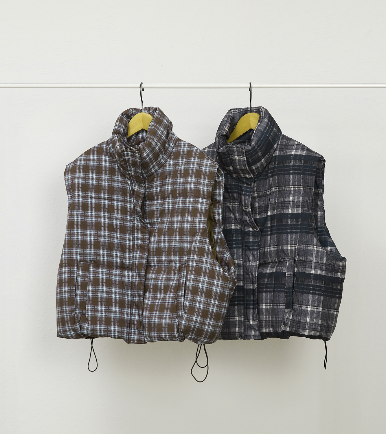 roompacker - 몬츠 하이넥 체크 패딩 베스트♡韓國女裝外套