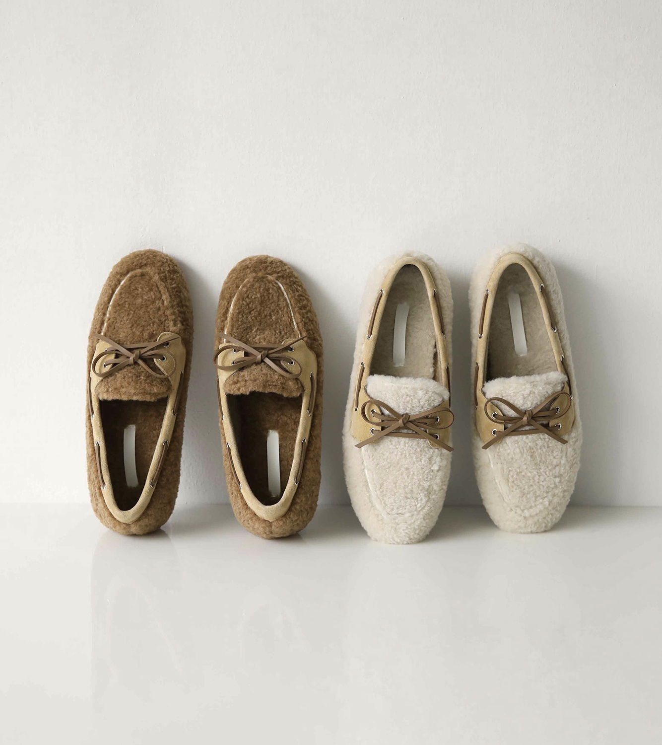 roompacker - 마린드 가죽 리본 양털 로퍼♡韓國女裝鞋