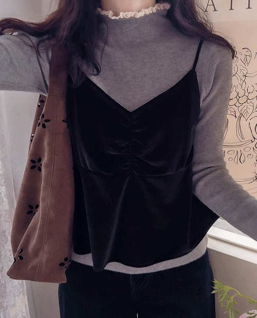 leelin - [[LABEL] 슈미트 부드런스판 끈조절 벨벳 뷔스티에 [size:F(5566)]]♡韓國女裝上衣