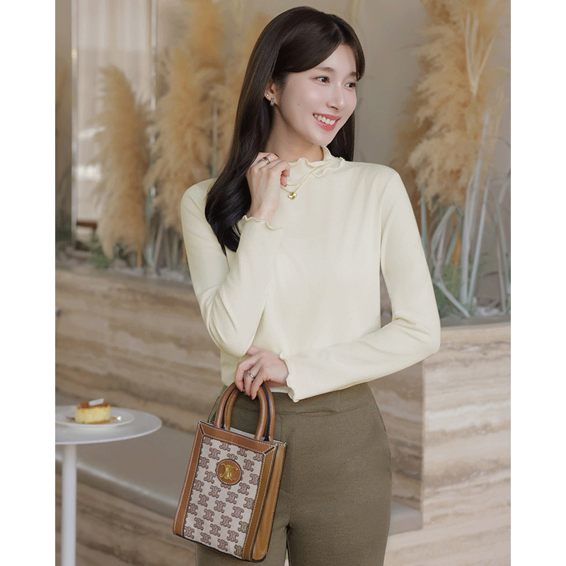 clicknfunny - 클릭앤퍼니 - 트넛물결 반폴라티셔츠♡韓國女裝上衣