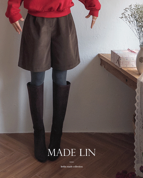 leelin - [[브라운컬러][신상특가 5천원 할인]MADE PREMIUM로바주 골덴 원턱 하프팬츠[size:S,M,L]]♡韓國女裝褲