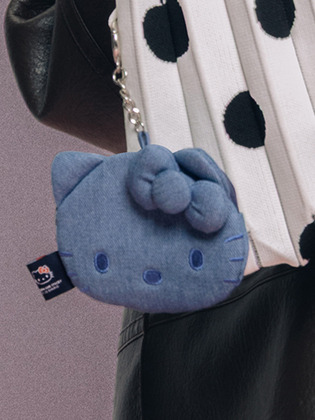 韓國 JOSEPH AND STACEY - Denim Mini Pouch Hello Kitty Washed Blue