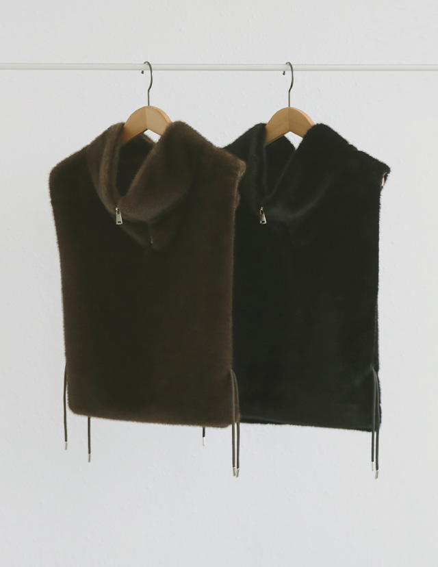 roompacker - 데이츠 하이넥 퍼 베스트♡韓國女裝外套