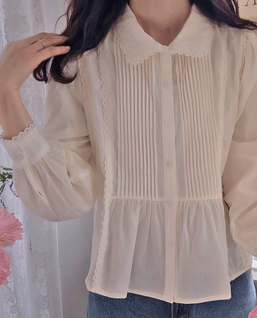 leelin - [킨로저 러블리카라  레이스 시즌핀탁 블라우스[size:F(5566)]]♡韓國女裝上衣