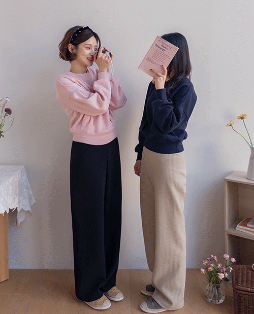 leelin - [[치즈스판] [쫀쫀탄성감] 스테비 폭닥포근 골지 일자 안감기모 팬츠 [size:F(5566반)]]♡韓國女裝褲