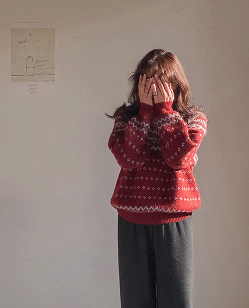 leelin - [엘루나 포근따숩 노르딕패턴 친환경 니트 [size:F(5566반)]]♡韓國女裝上衣