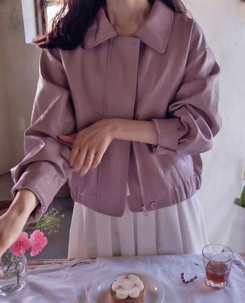 leelin - [엘리슨 봄봄컬러 부드럽고 우연한 레더자켓 [size:F(5566)] ]♡韓國女裝外套