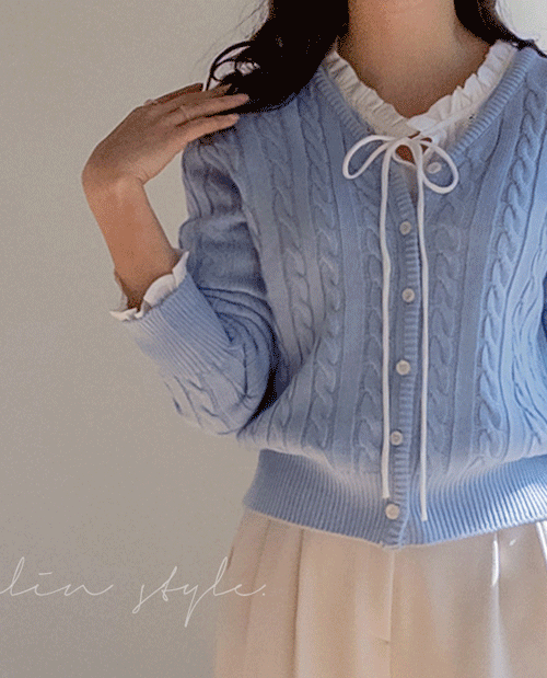 leelin - [엔노브 꽈배기 레터링자수 가디건 [size:F(5566)]]♡韓國女裝外套