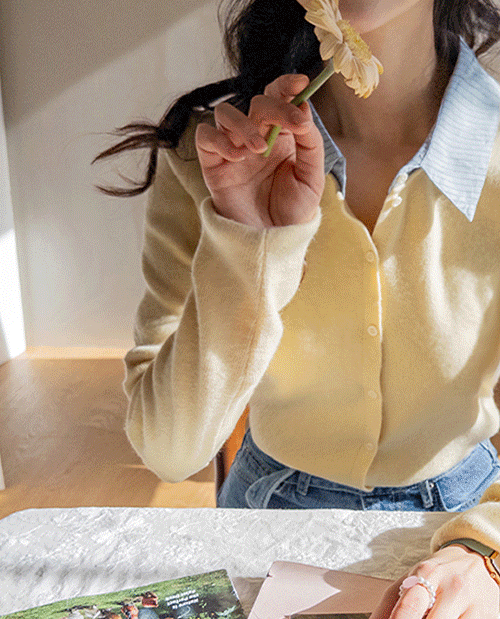 leelin - [시그니 셔츠배색카라 레이어드 니트 가디건 [size:F(5566)]]♡韓國女裝外套