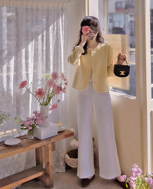 leelin - [슈페르 라운딩버튼 봄트위드 세련미 자켓[size:F(5566)]]♡韓國女裝外套