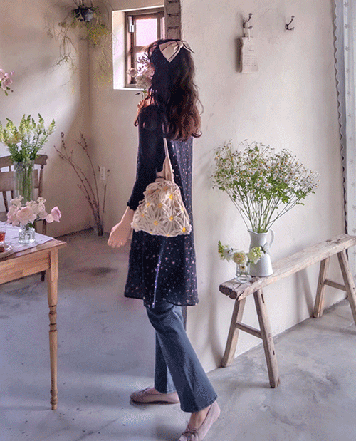 leelin - [하우슈펜 봄꽃 앤배색 시스루 여리핏 원피스 [size:F(5566)]]♡韓國女裝連身裙