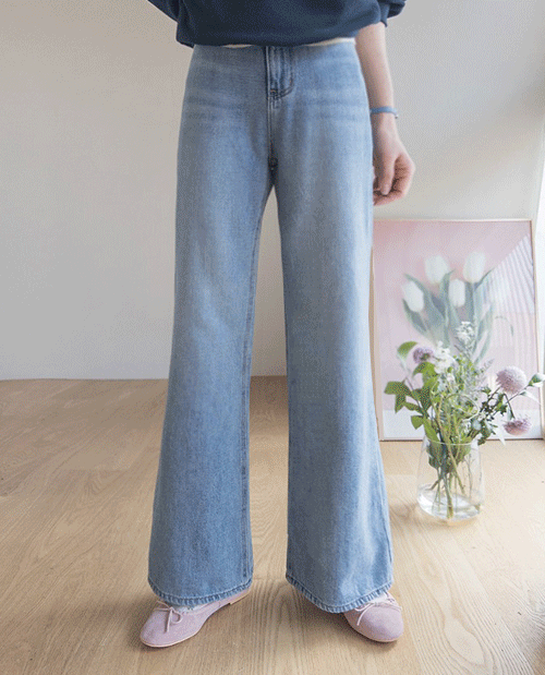 leelin - [[핏굿] 드레인 링코튼 부츠컷 데님팬츠 [size:S,M,L]]♡韓國女裝褲