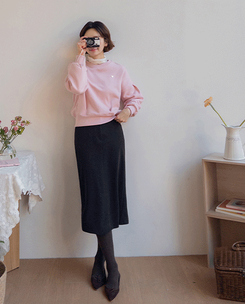 leelin - [어도브 기모 팬던트 핀턱 맨투맨 티 [size:F(5566반)]]♡韓國女裝上衣