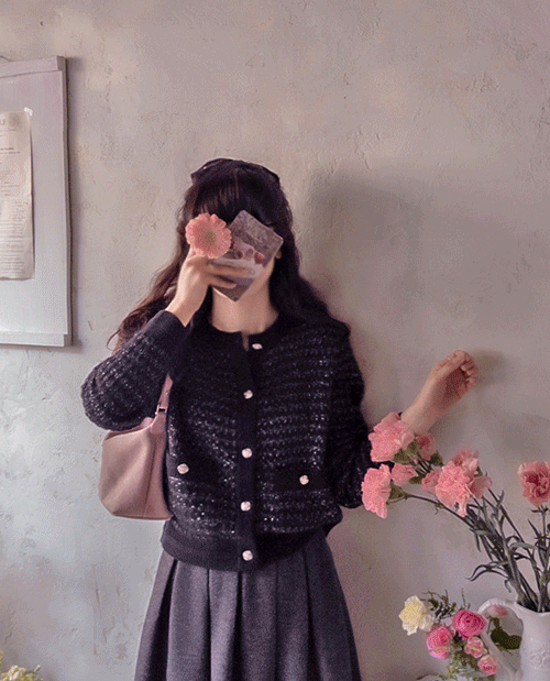 leelin - [로이스벨 트위드 은은한펄 고급미 울가디건  [size:F(5566)] ]♡韓國女裝外套