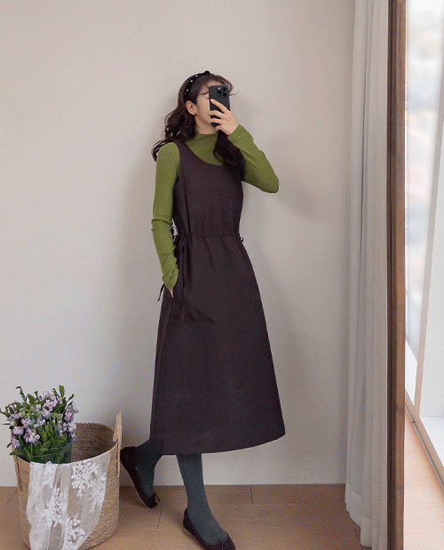 leelin - [마멜로 따스미 누빔안감 바스락 원피스 [size:F(5566)]]♡韓國女裝連身裙