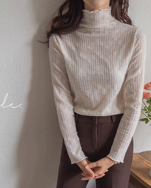 leelin - [로이나 레이스 쫀쫀스판 레이어드 프릴티 [size:F(5566)]]♡韓國女裝上衣