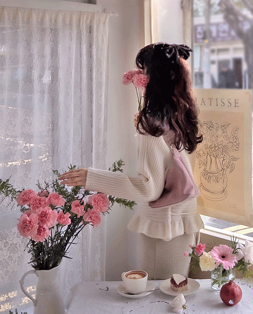 leelin - [로이패턴 러블리 아랫단 프릴 부드런스판 니트 [size:F(5566)] ]♡韓國女裝上衣