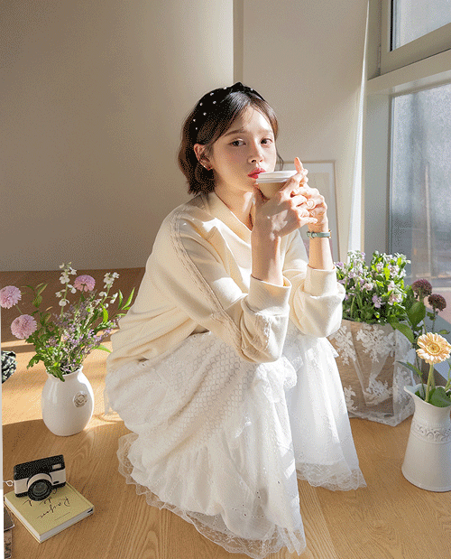 leelin - [뮤렌트 로맨틱 나그랑 반목 맨투맨 티 [size:F(5566)]]♡韓國女裝上衣