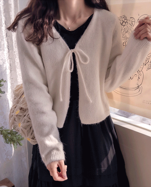 leelin - [안나스 러블리 리본끈 단아한 가디건 [size:F(5566)]]♡韓國女裝外套