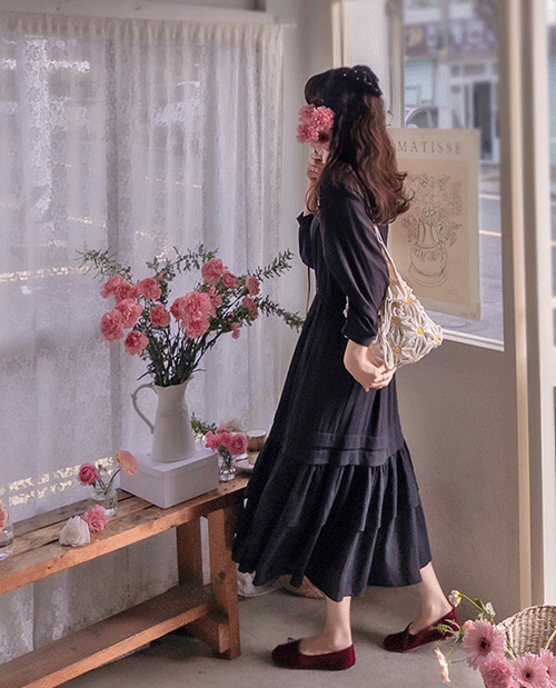 leelin - [뉴프랜디 넥리본 유연한밴딩 러블리 캉캉원피스[size:F(5566)]]♡韓國女裝連身裙