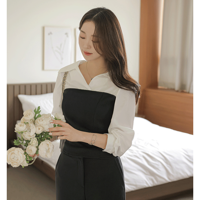 clicknfunny - 클릭앤퍼니 - 롤레이어드 카라블라우스♡韓國女裝上衣