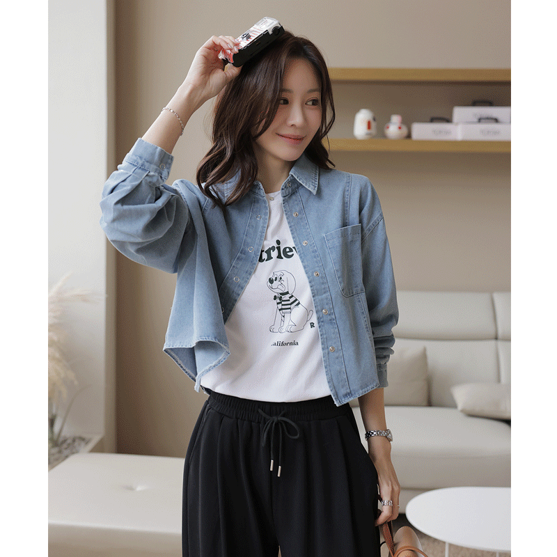 clicknfunny - 클릭앤퍼니 - 코헤든 데님셔츠♡韓國女裝上衣