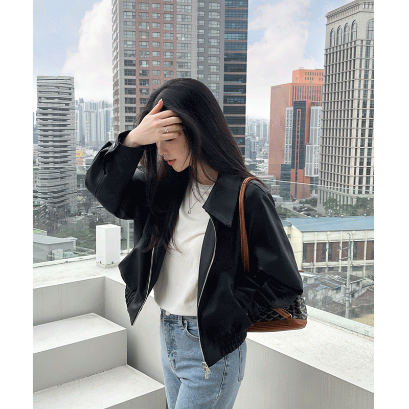 clicknfunny - 클릭앤퍼니 - 던밀카라 레더자켓♡韓國女裝外套