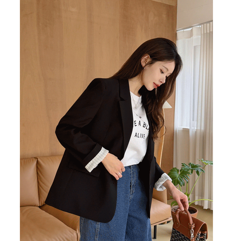 clicknfunny - 클릭앤퍼니 - 루샬백슬릿 턴업싱글자켓♡韓國女裝外套