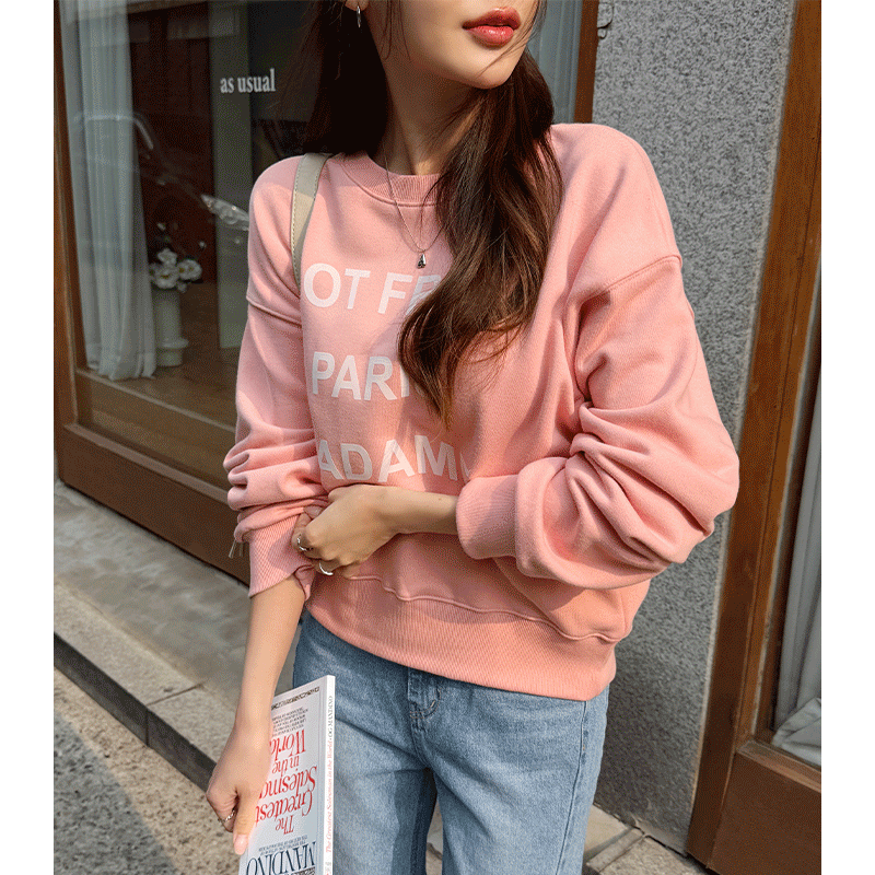 clicknfunny - 클릭앤퍼니 - 낫퓨롬 레터링맨투맨티♡韓國女裝上衣